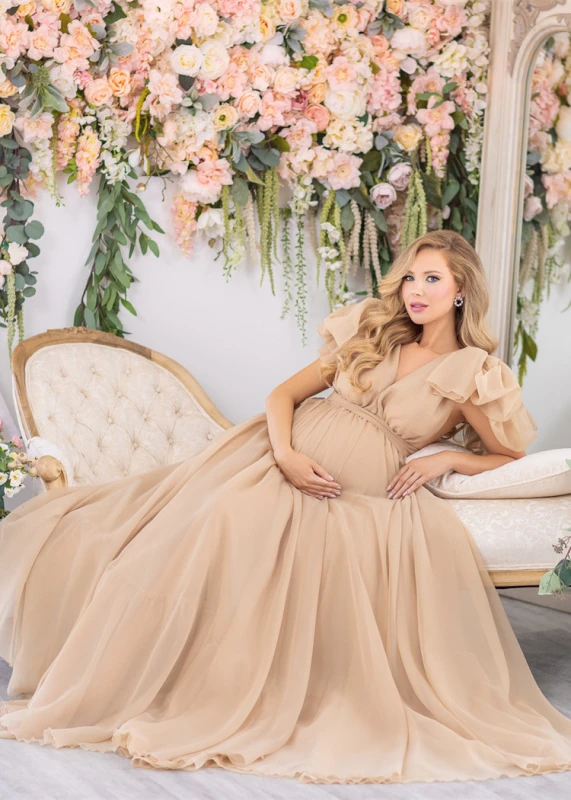 Organza Bow Straps Chic Maternity Dress