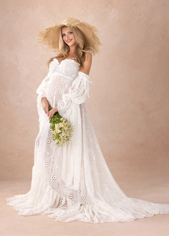 Ivory Lace Maternity Dress Photoshoot Dress