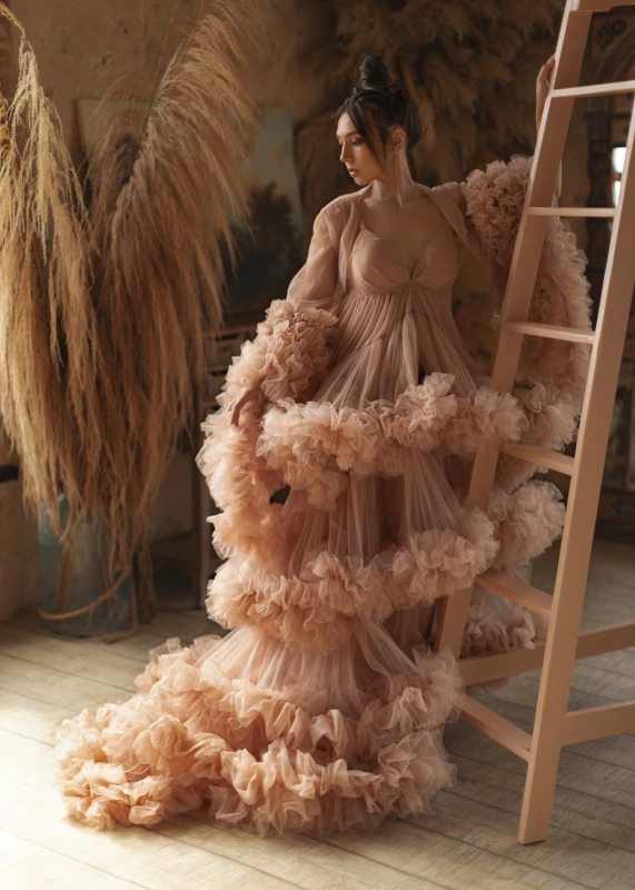 Mauve Tulle Clouds Unique Maternity Dress