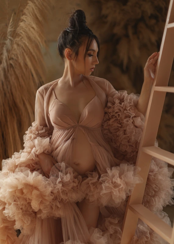 Mauve Tulle Clouds Unique Maternity Dress