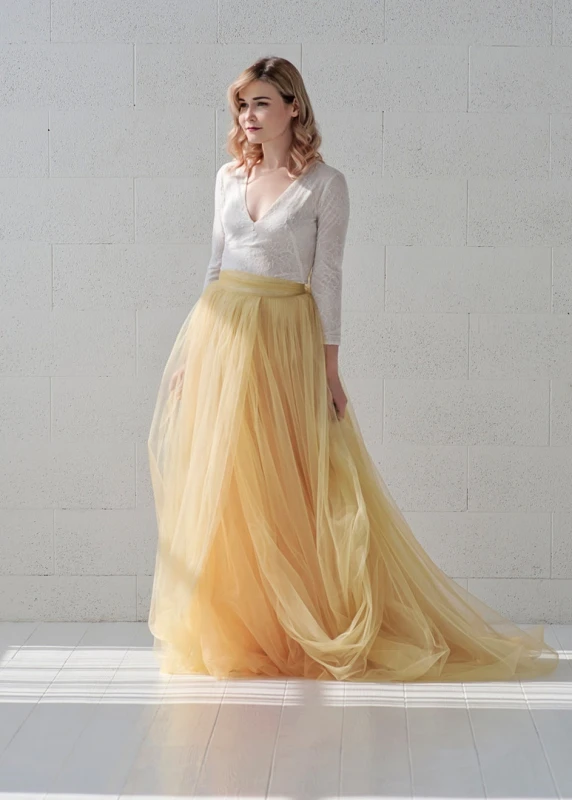 Yellow Wedding Skirt 2 Pieces Bridal Dress