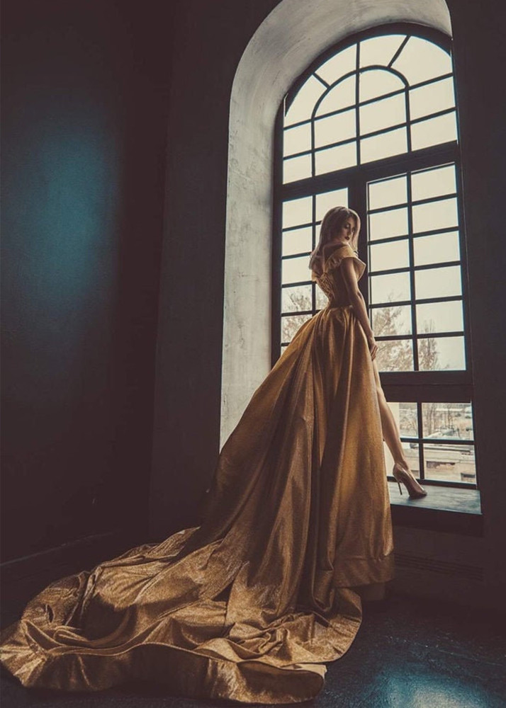 Light Gold Sparkle Mother And Kids Dress