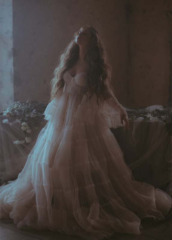 Pleated Tulle Elegant Maternity Dress/Photoshot Dress