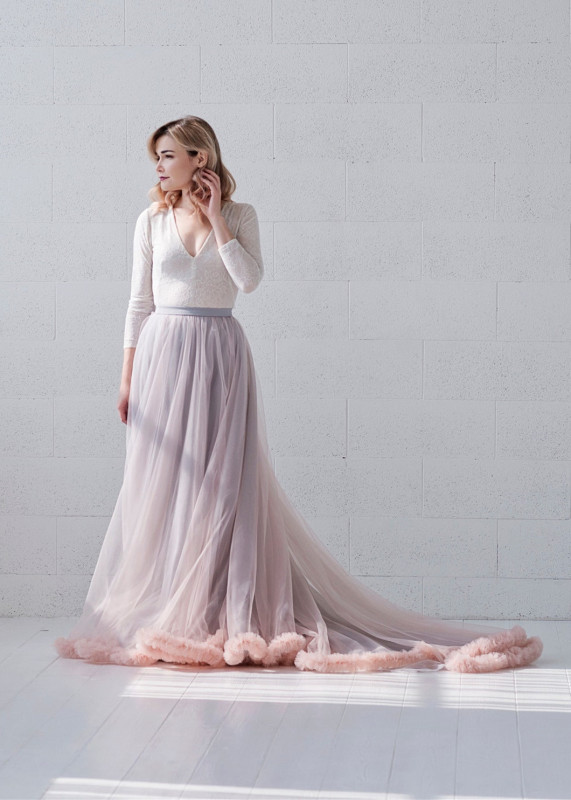 Tulle Chic Wedding Skirt 2 Pieces Bridal Dress