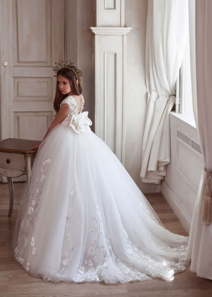 Ivory Lace  Flower Girl Dress Girls Pageant Dress