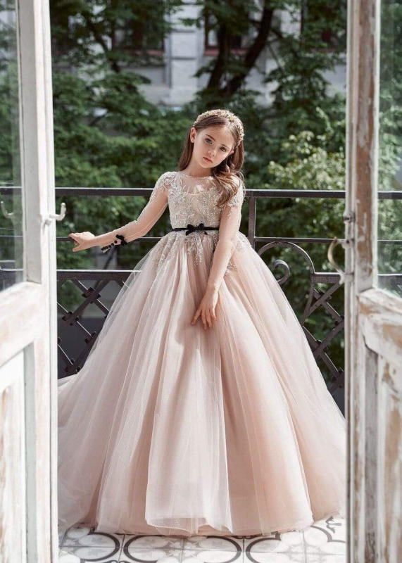 Champagne Luxury Flower Girl Dress Girls Pageant Dress