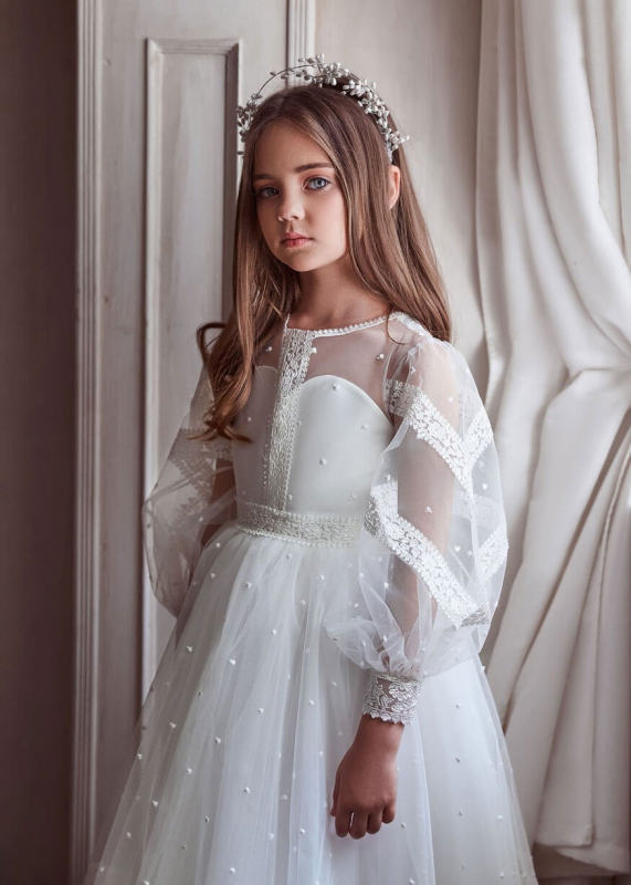 Ivory Lace Flower Girl Dress Girls Pageant Dress