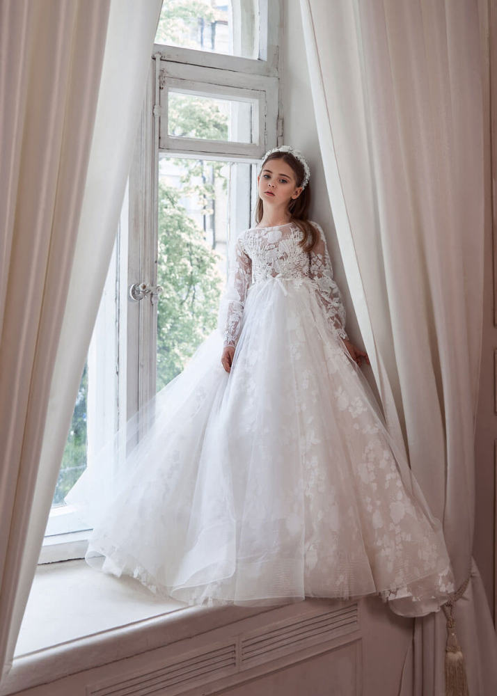 Ivory Luxury Lace Flower Girl Dress Girls Pageant Dress