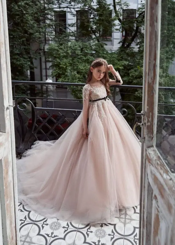 Champagne Luxury Flower Girl Dress Girls Pageant Dress