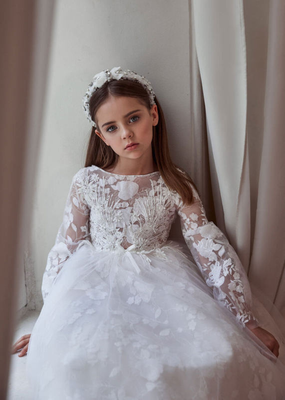 Ivory Luxury Lace Flower Girl Dress Girls Pageant Dress