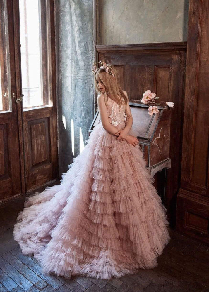 Pink Luxury Flower Girl Dress Girls Pageant Dress