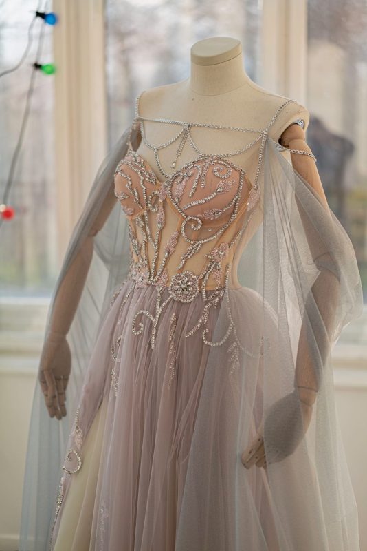 Beaded Lace Tulle Photoshot Dress
