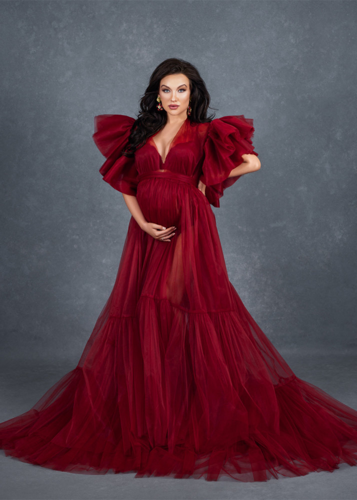 Dark Red Photoshot Dress/Maternity Dress