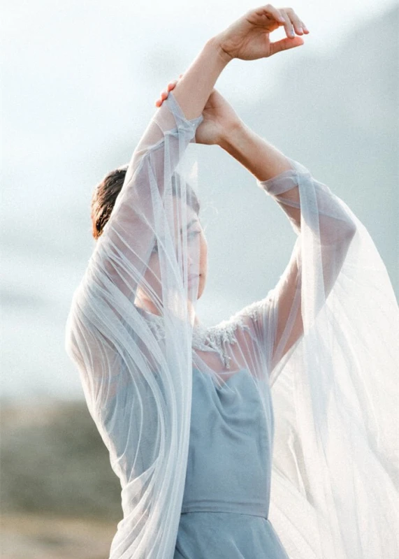 Grey Blue Photoshot Dress Wedding Dress