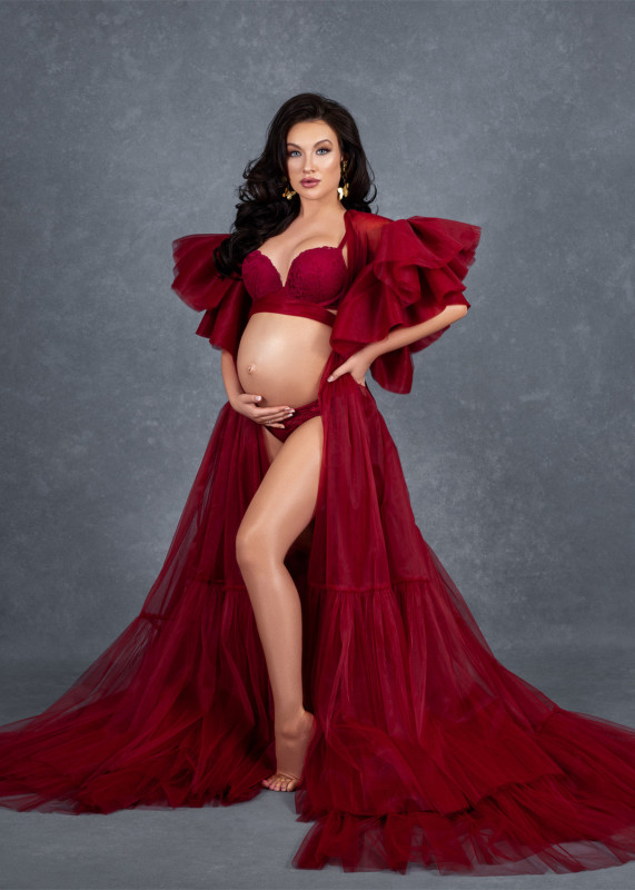 Dark Red Photoshot Dress/Maternity Dress