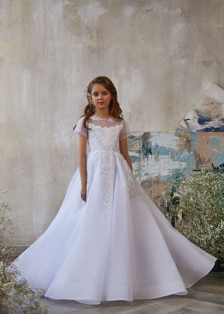 White Lace Flower Girl Dress Girls Pageant Dress