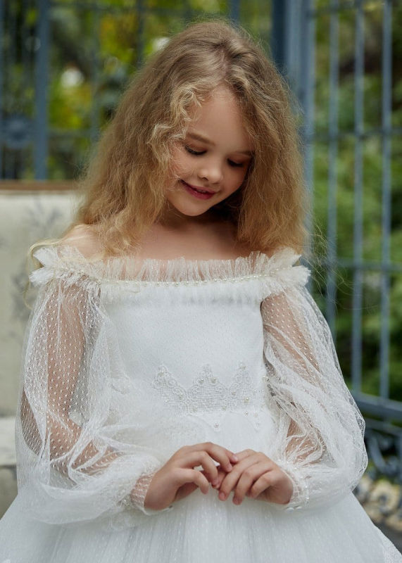 Ivory Lace Flower Girl Dress Girls Pageant Dress