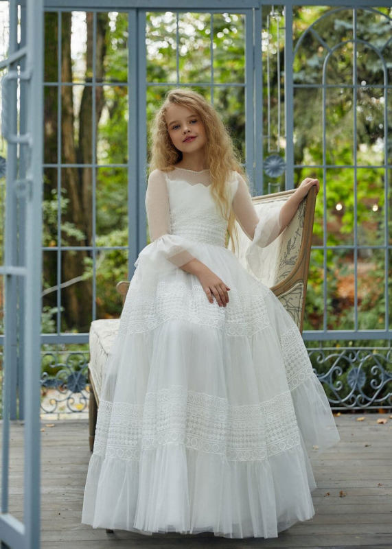 Ivory Lace Flower Girl Dress Girls Pageant Dress