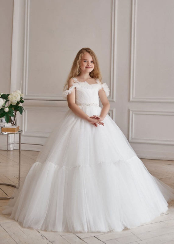 Ivory Luxury  Flower Girl Dress Girls Pageant Dress