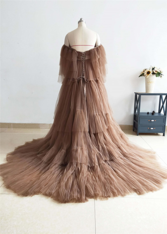 Brown Photo Shot Dress/Maternity Dress