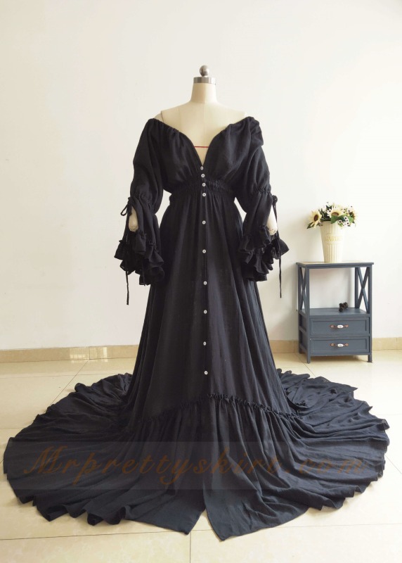 Black Cotton Photo Shot Dress /Maternity Dress