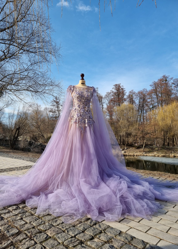 Purple Lace Tulle Photoshot Dress