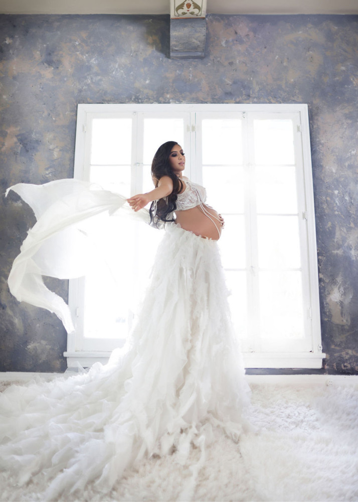 White Lace Boob Top Romantic Maternity Top