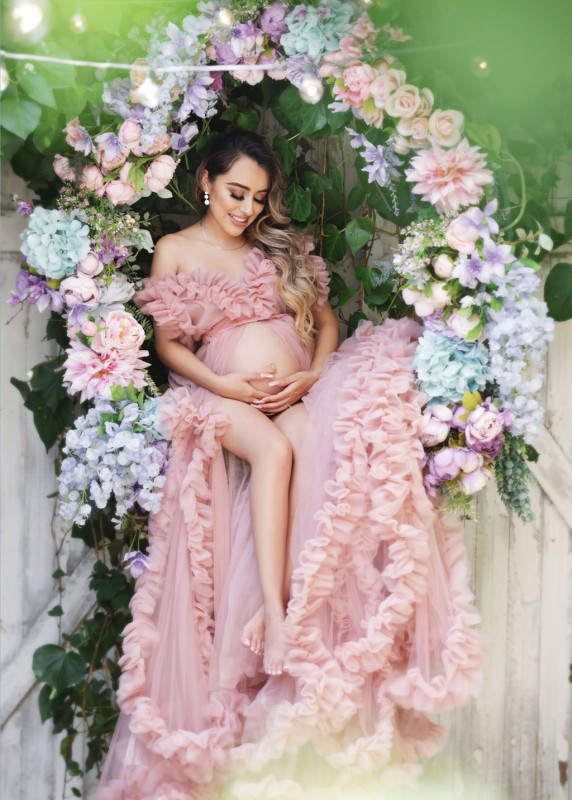 Mauve Pink Tulle Boob Top Enchanted Maternity Top