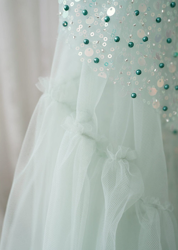 Green Glitter Tulle Light Maternity Dress Fashion Pregnant Dress