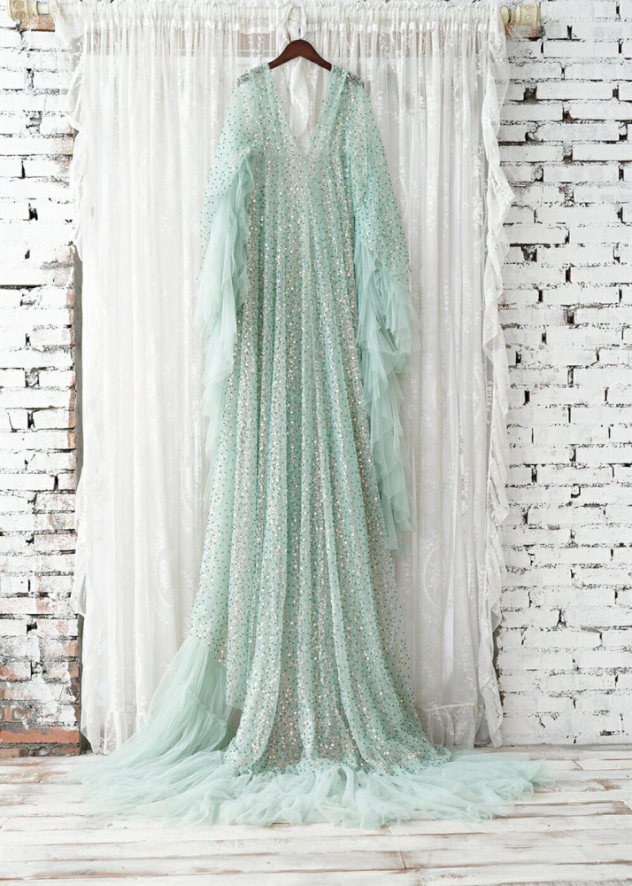 Green Glitter Tulle Light Maternity Dress Fashion Pregnant Dress