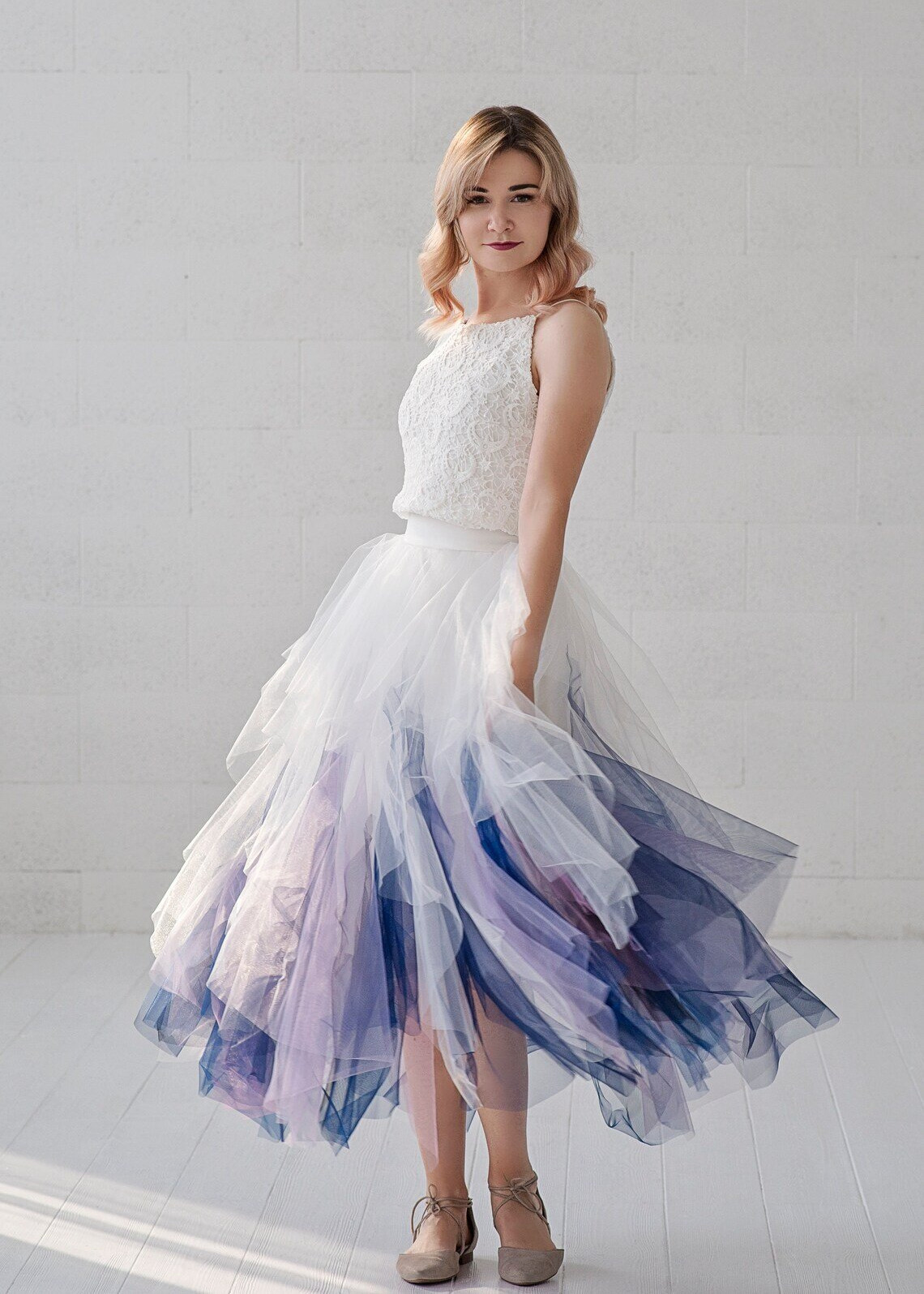Hankerchief Tulle Modern Wedding Skirt