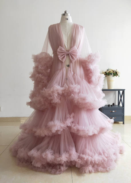 MauveTulle Elegant Maternity Dress