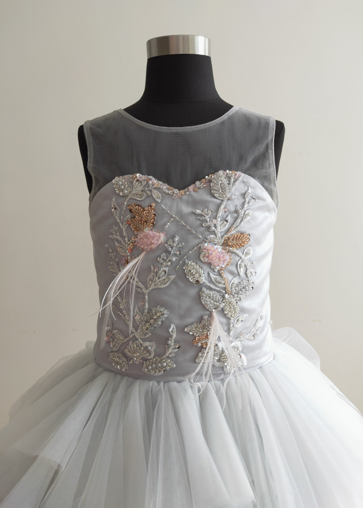 Beaded Lace Tulle Ruffle Chic Prom Dress
