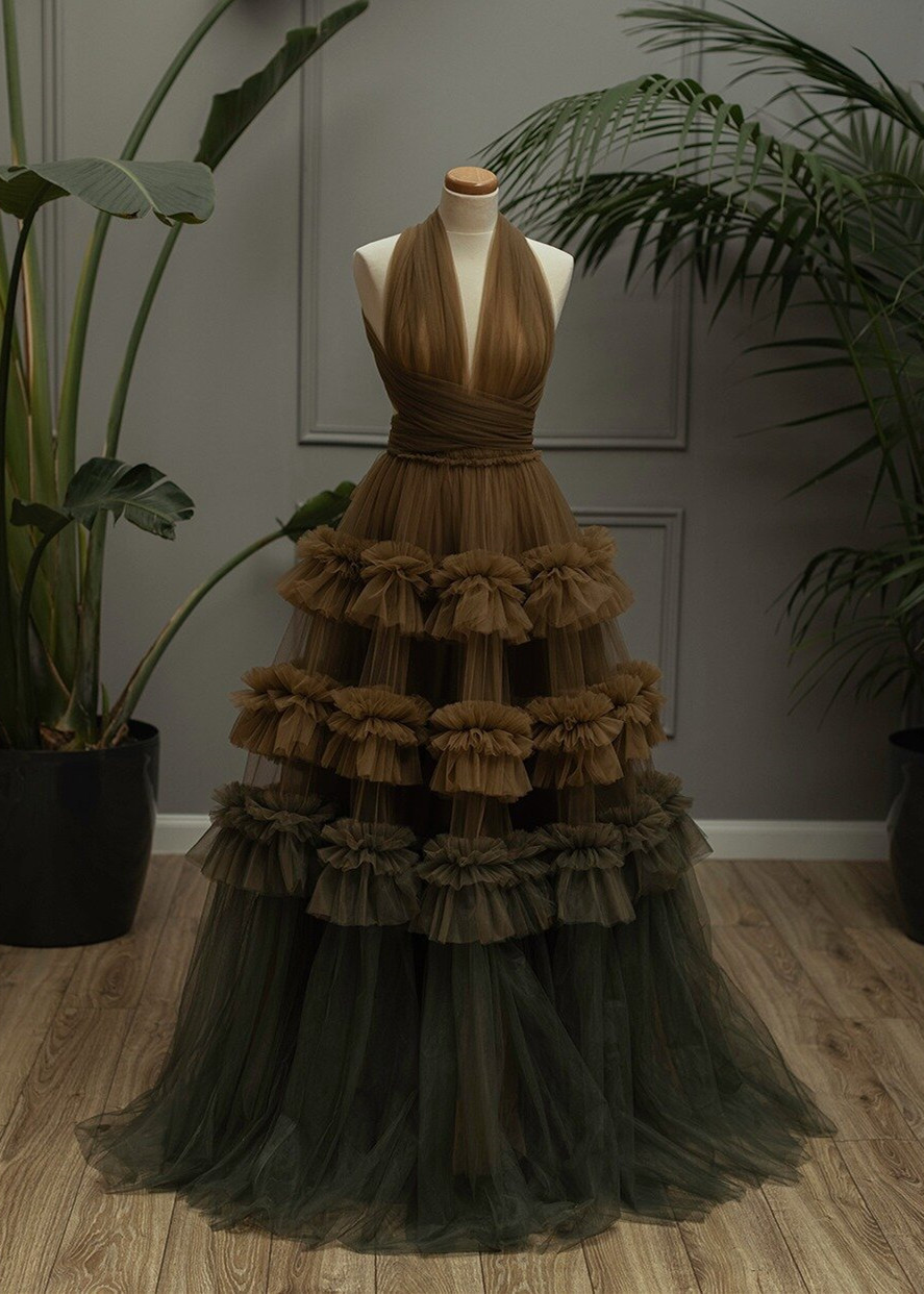 Halter Neck Tulle Maternity Dress
