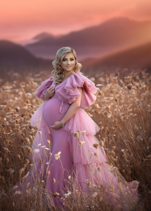 Mauve 2 Pieces Maternity Dress/Photoshot Dress