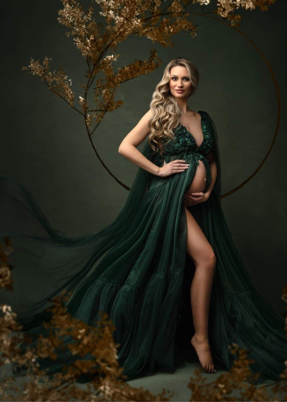 Dark Green Maternity Dress/Photoshot Dress