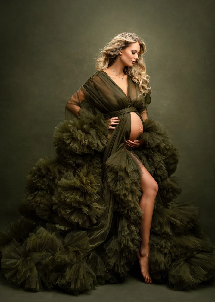 Olive Green Maternity Dress/Photoshot Dress