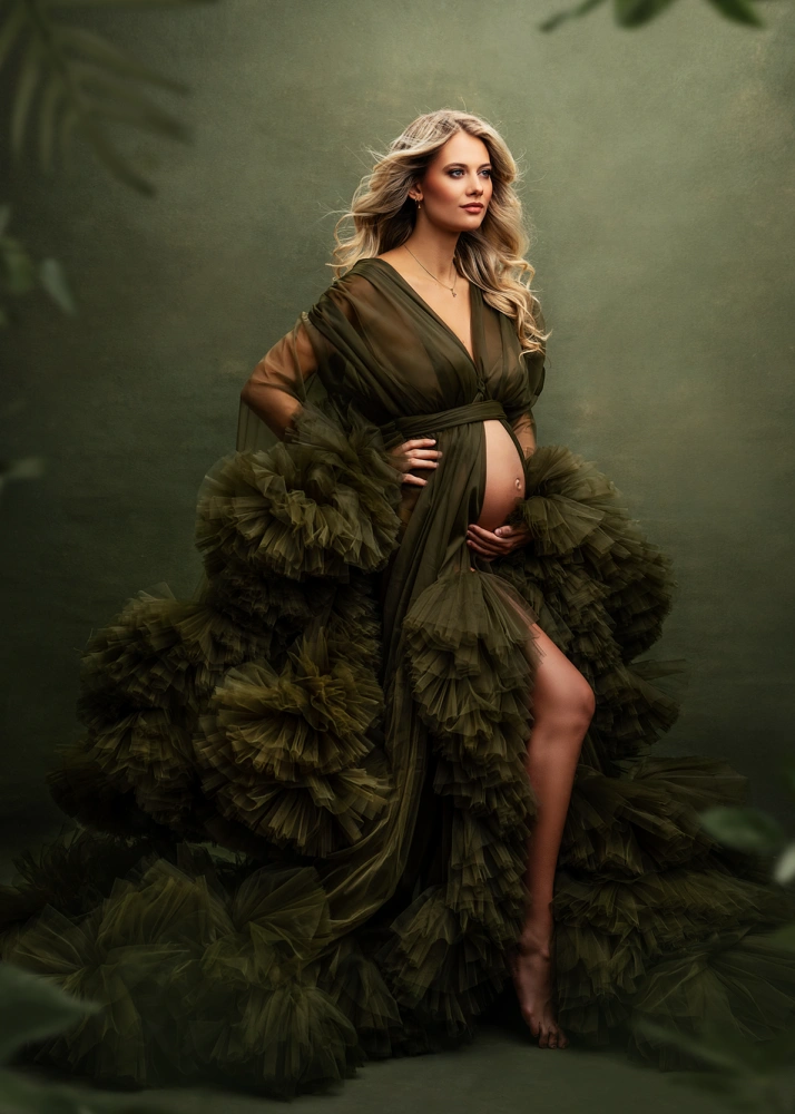 Olive Green Maternity Dress/Photoshot Dress