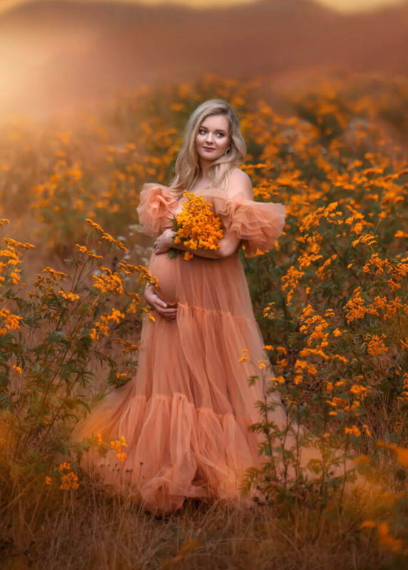 Rust Coral Maternity Dress/Photoshot Dress