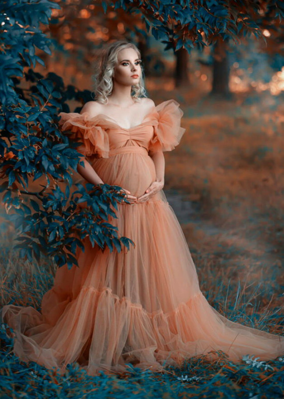 Rust Coral Maternity Dress/Photoshot Dress