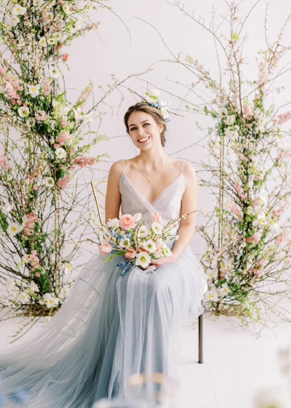 Grey Blue Skirt  Simple  2 Pieces Wedding Dress