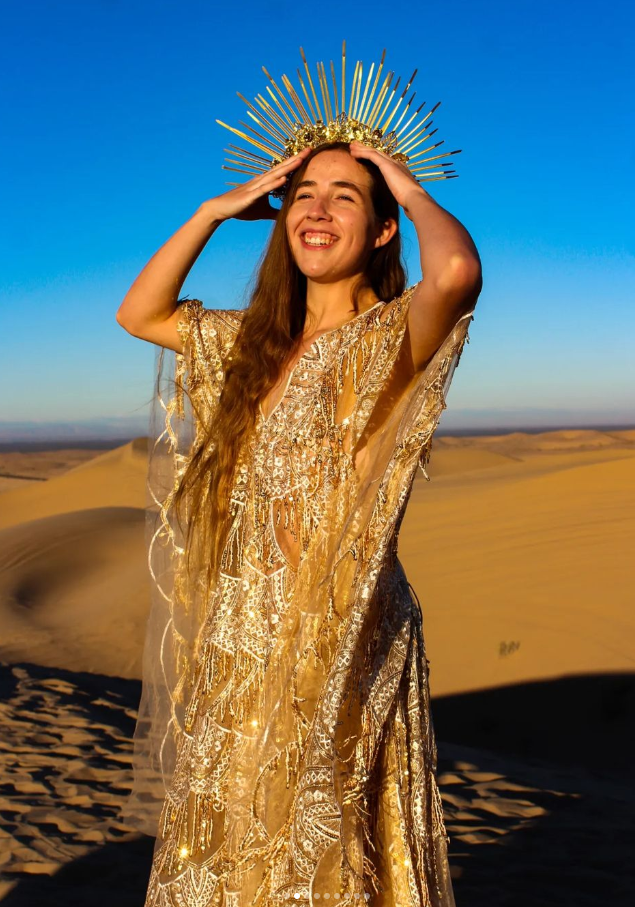 Gold Long Sleeves Lace Tassel  Bohemia Maternity Dress