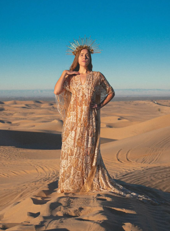 Gold Long Sleeves Lace Tassel  Bohemia Maternity Dress