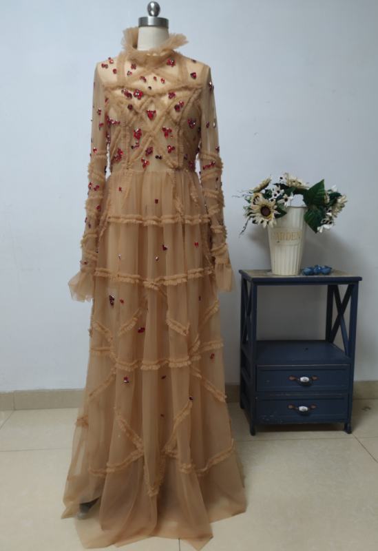 Custom The Tan Beaded Dress for M