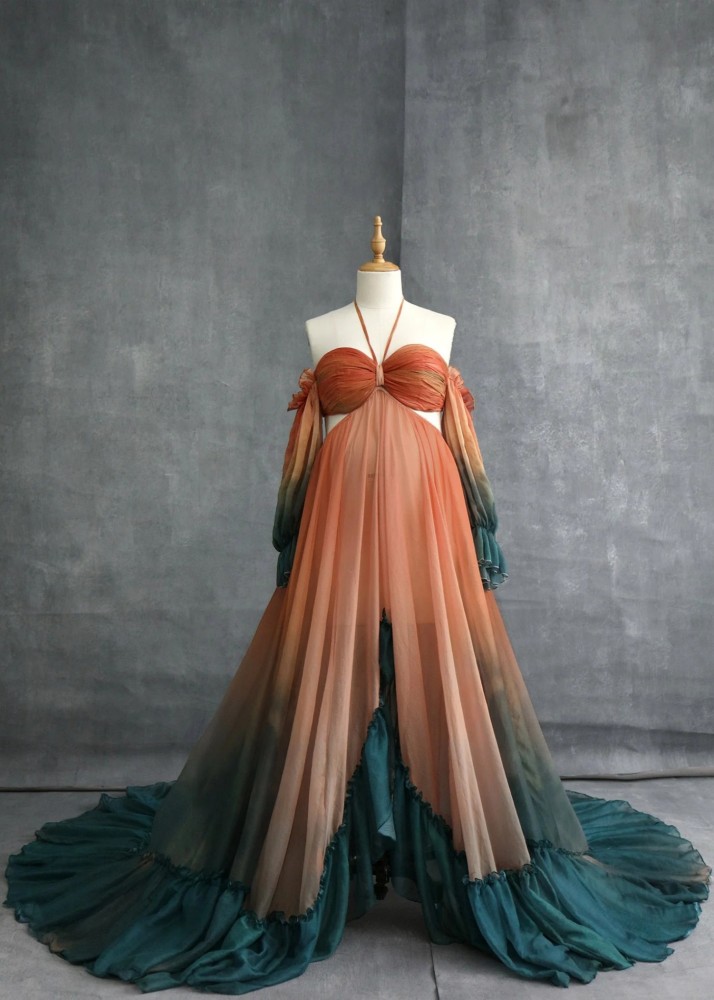 Halter Neck Chiffon Airy Maternity Dress