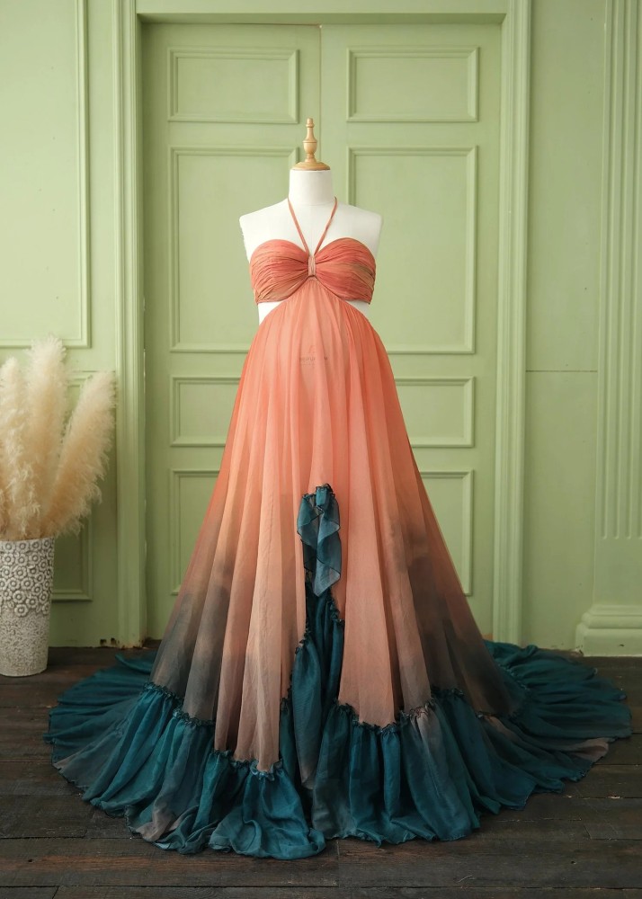 Halter Neck Chiffon Airy Maternity Dress