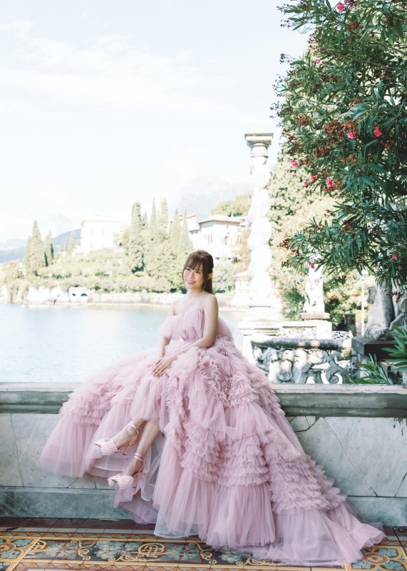 Strapless Blush Pink Tulle Ruffled Wedding Dress