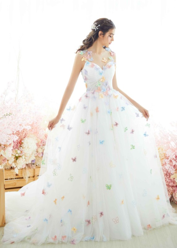 Butterfly Tulle Modern Wedding Dress