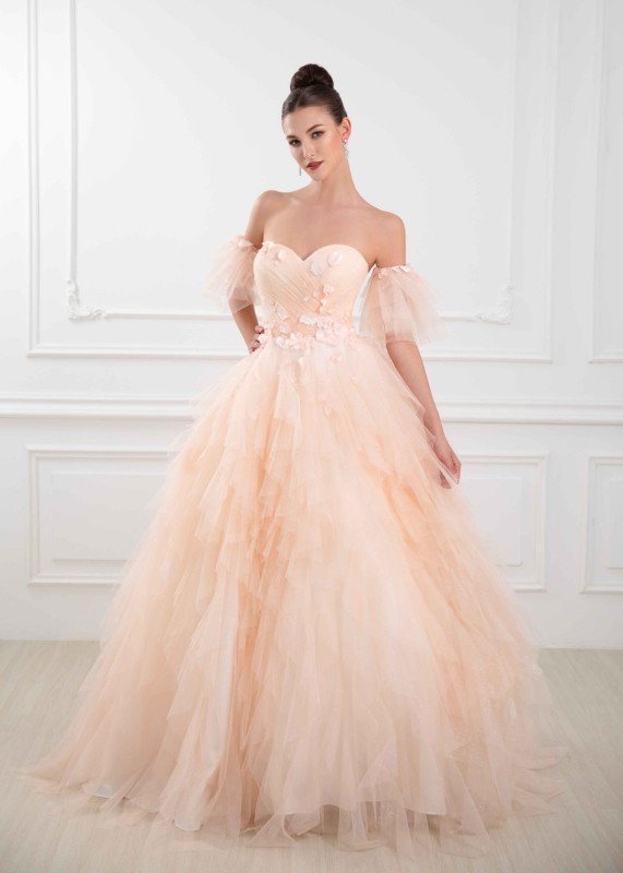 Champagne Glitter Tulle Elegant Wedding Dress