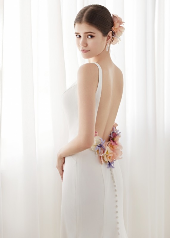 Ivory Satin Open Back Minimalist Wedding Dress